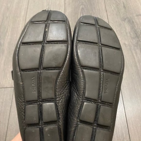 Prada Men's Black Textured Leather Driving Loafers Size 11.5 - Picture 10 of 14